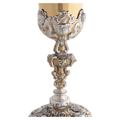 Calice ottone bicolore 28 cm angeli e Passione di Cristo 10