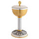 Set Calice Pisside metallo cesellato con colonna pelle argentata s6
