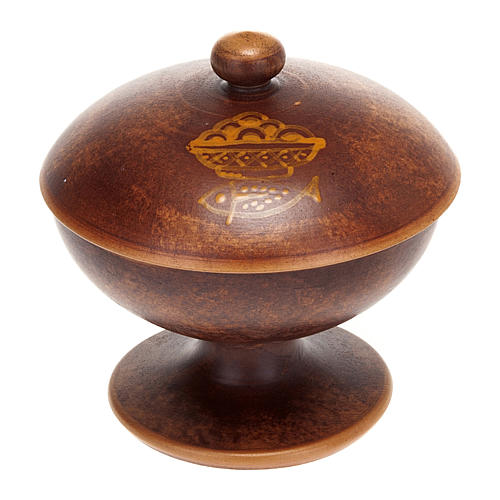 Ceramic ciborium with top, leather color 1