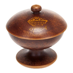 Ceramic ciborium with top, leather color