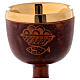 Ceramic and golden brass chalice, leather colour s2