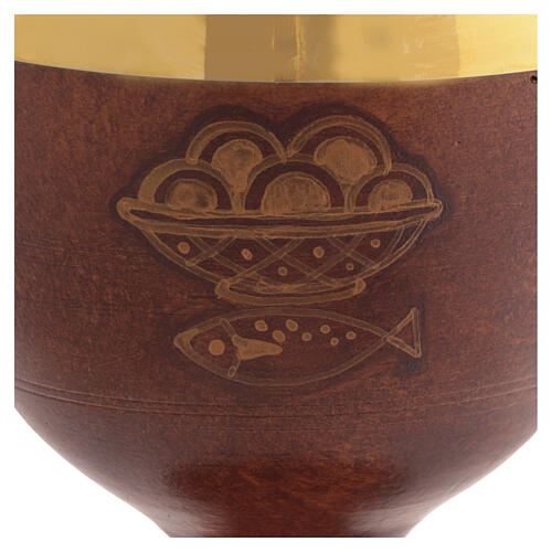 Calice ceramica cuoio interno ottone 2