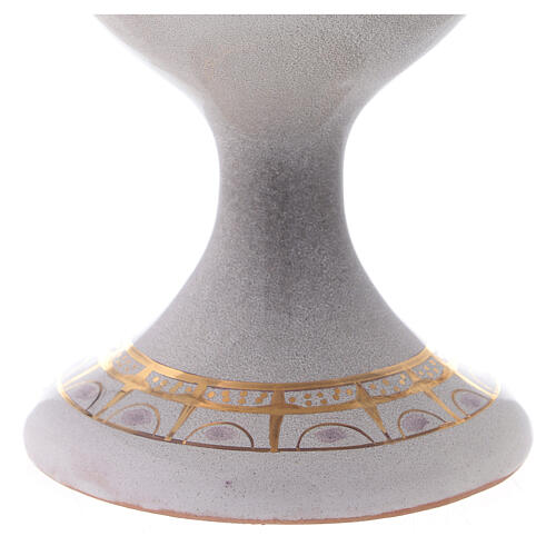 Kelch Elfenbein-Farbe vergoldete Keramik 4