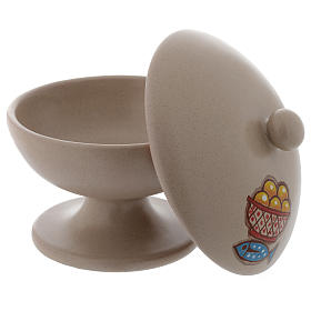 Pisside ceramica beige con coperchio