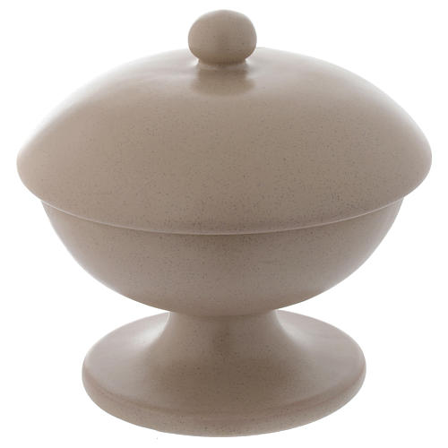 Ceramic ciborium with top, beige color 3