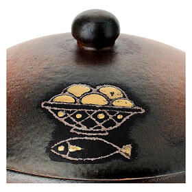 Ceramic ciborium with top, terracotta color