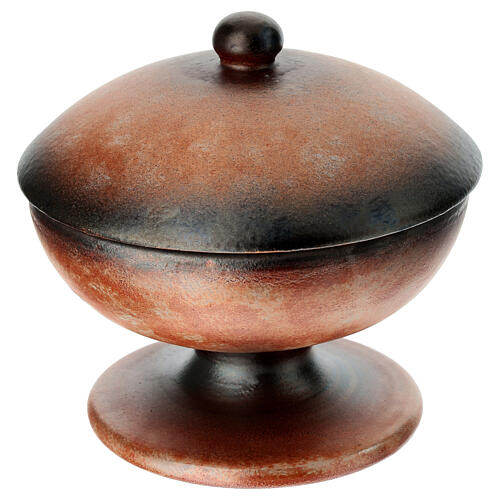 Ceramic ciborium with top, terracotta color 4