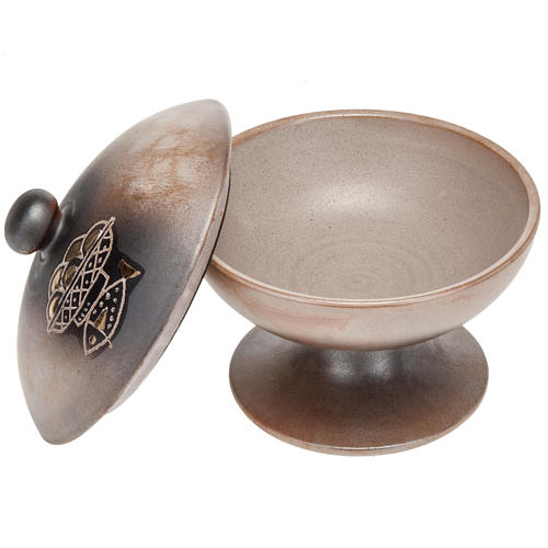 Pisside in ceramica cotto antico e oro 2