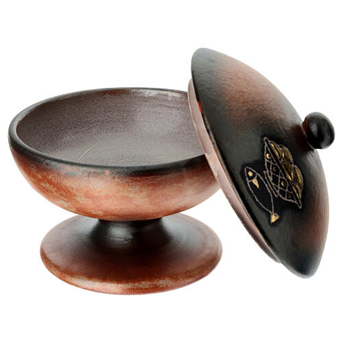 Pisside in ceramica cotto antico e oro 3