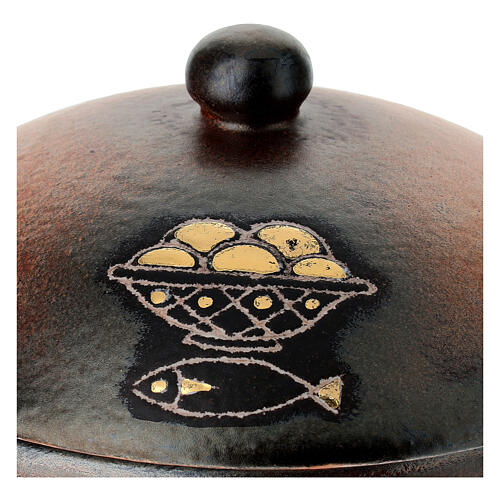 Ceramic ciborium with top, terracotta color 2