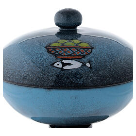 Ceramic ciborium with top, blue color