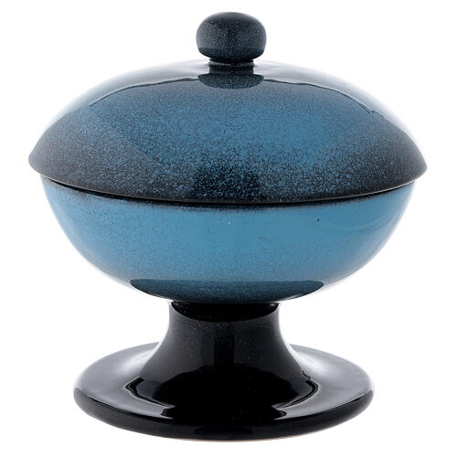 Ceramic ciborium with top, blue color 4