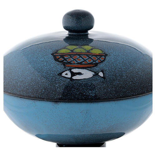 Píxide em cerâmica azul com tampa 2