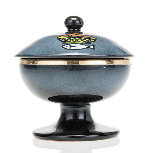 Ciborium in ceramic with cup and lid, turquoise 1