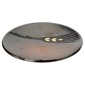 Piattino copri calice ceramica cotto antico e oro