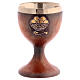 Ceramic and golden brass chalice, terracotta colour s1
