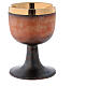 Brown and gold ceramic communion chalice with cup s3