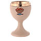 Beige ceramic communion chalice with cup s1