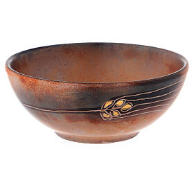 Patena ceramica diam 14 cm cotto antico e oro