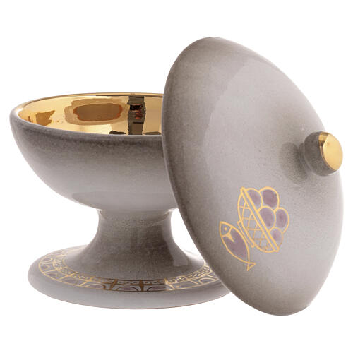 Ciborium Keramik perlfarben 3