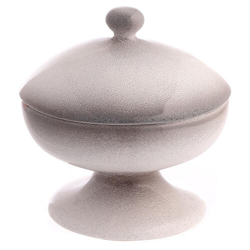 Ciborium in ceramic with top, pearl colour 3