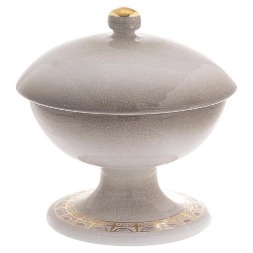 Ciborium in ceramic with top, pearl colour 7
