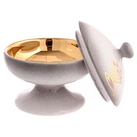 Pisside ceramica color perla con coperchio