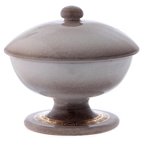 Ciborium in ceramic with top, pearl colour 4