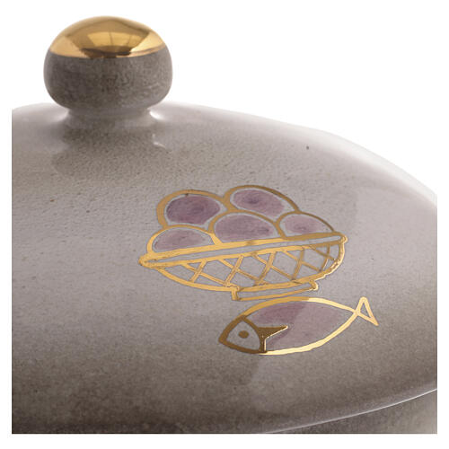 Ciborium in ceramic with top, pearl colour 2