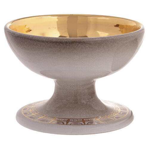 Ciborium in ceramic with top, pearl colour 6