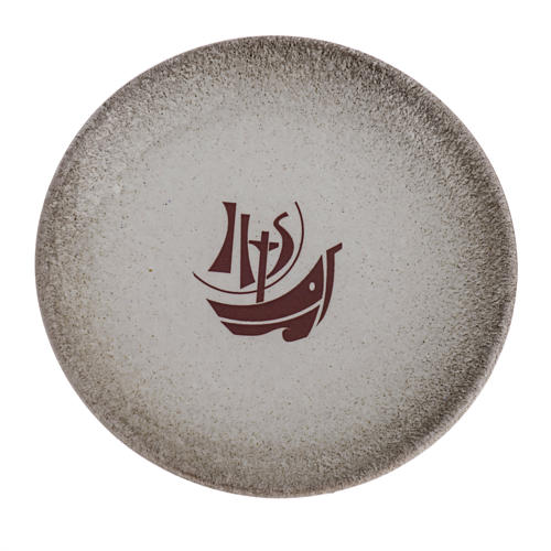 Chalice plate in ceramic, pearl colour, Year of Faith, in stock 1