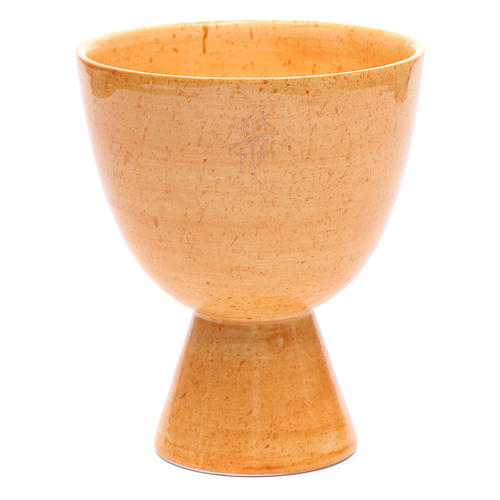 Kelch aus Keramik Senffarbe 3