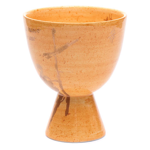 Cáliz de cerámica con copa, color mostaza 2