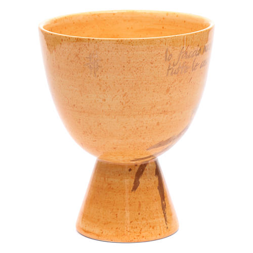Cáliz de cerámica con copa, color mostaza 4