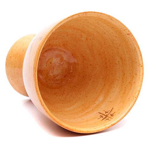 Cáliz de cerámica con copa, color mostaza 6