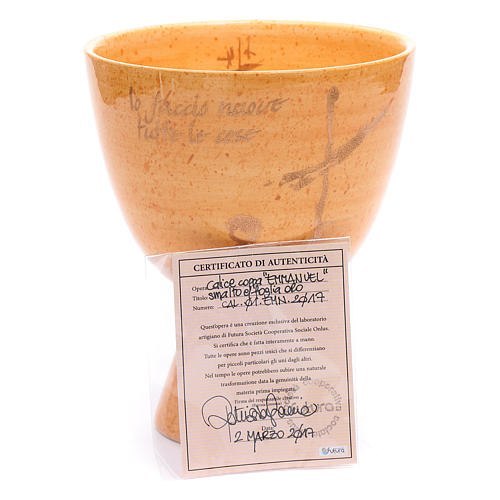 Cáliz de cerámica con copa, color mostaza 7