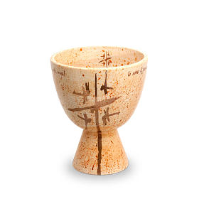 Calices Ciboires Patènes en céramique: Calice coupe ligne Cana moutarde