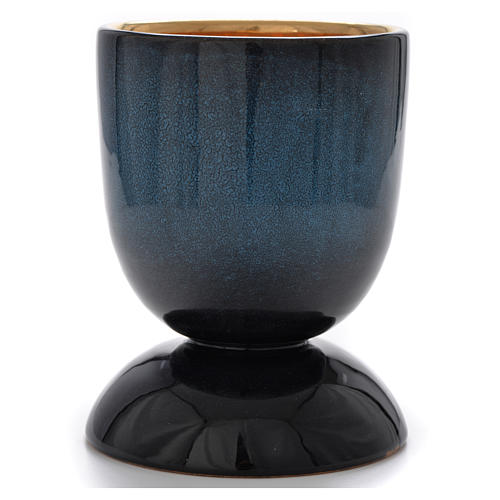 Blauen Kelch aus Keramik mit goldenen Innenseite 2