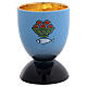 Calice ceramica blu pani pesci interno oro s1