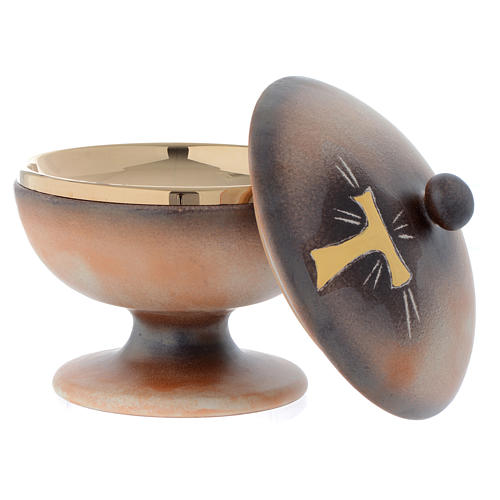 Tau ceramic ciborium with cup and lid 2