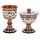 Conjunto objetos litúrgicos cerâmica Deruta decorações azuis s2