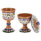 Conjunto objetos litúrgicos cerâmica Deruta decorações azuis s3