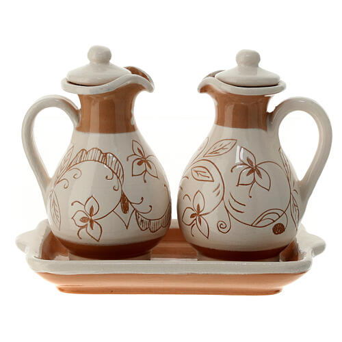 Ceramic Eucharistic set with floral pattern, Deruta 7