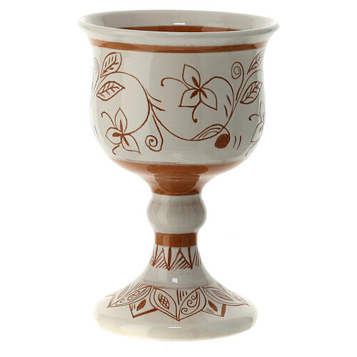 Set liturgique complet pour Eucharistie, terre cuite Deruta avec décoration florale 3