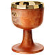 Ceramic chalice with old terracotta finish, polished brass cup, 4 in s2