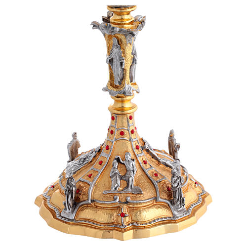 Baroque-style 24kt gold-plated brass chalice and ciborium with red crystals 6