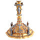 Baroque-style 24kt gold-plated brass chalice and ciborium with red crystals s7