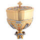Baroque-style 24kt gold-plated brass chalice and ciborium with red crystals s10