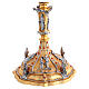 Chalice and ciborium two-tone 24kt gold with red crystals Baroque style scenes from Jesus' life s6