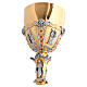 Chalice and ciborium two-tone 24kt gold with red crystals Baroque style scenes from Jesus' life s9